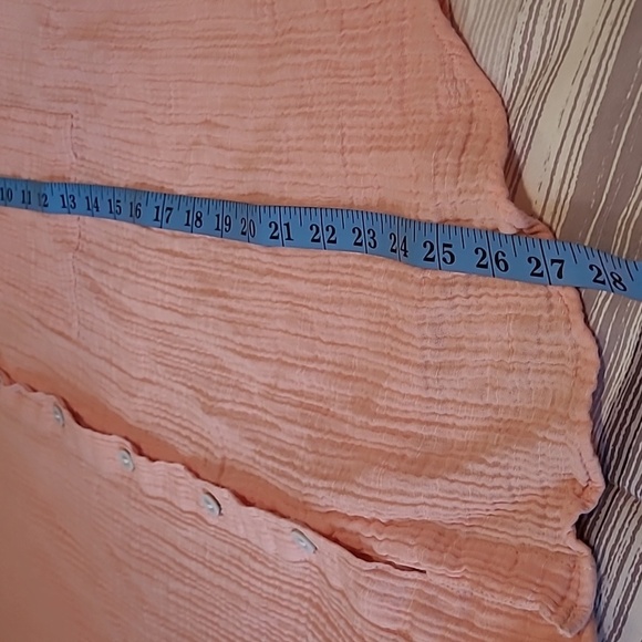 American Eagle Cotton Gauzy Peach Button-up Long Sleeve Oversized Shirt Wmns M - Picture 12 of 13